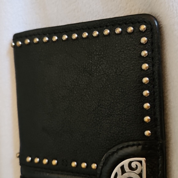 BRIGHTON Black Leather Studded Checkbook Cardholder Wallet - Picture 4 of 14